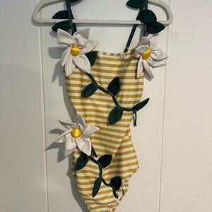 Samantha Pleet Starflower Swimsuit - Goldenrod Ivory - Size M